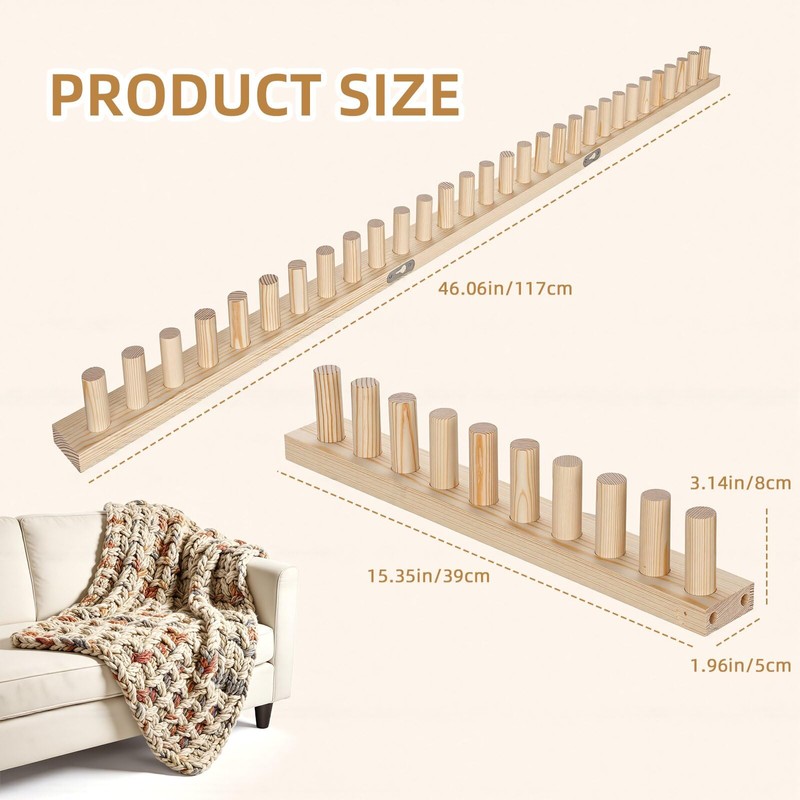 TISOFU 46" Chunky Blanket Loom, Large Wooden Loom Frame, Hand