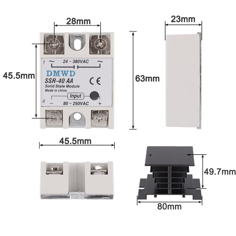 SSR-40AA Solid State Relay AC to AC (Input 80-250V AC
