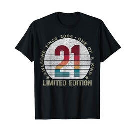 21 Year Old Gifts Vintage 2004 Limited Edition 21st Birthday T-Shirt