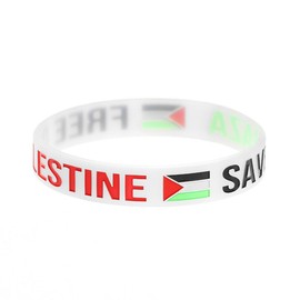 FlagSuperstore White Free Palestine Save Gaza Wristband Bracelet