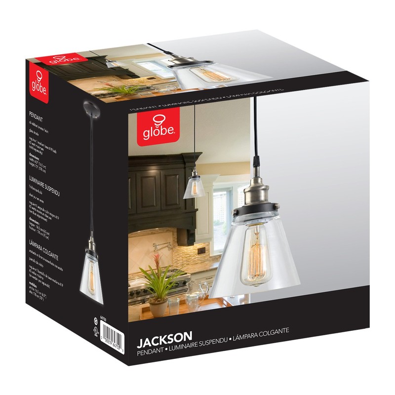 Jackson 1-Light Pendant, Antique Brass, Bronze Accent, Glass Shade,64750