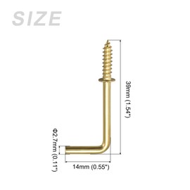 METALLIXITY Screw Hooks for Hanging (39mm/1.54") 10Pcs, Ceiling Hook Metal L Shape Hooks - for Hanging Outdoor, Cup Hooks, Bathroom Kitchen Wall Furniture Connection