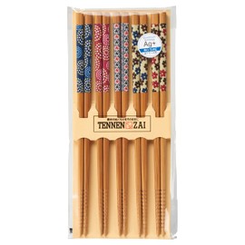 Ishida 67193 Chopsticks Silver Ion Antibacterial Susubamboo Chigirie Picture 5 Pair Set, 9.1 inches (23 cm), Brown [67193]