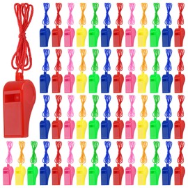 Zuazaor 300 Pieces Referee Whistles in Bulk Loud Plastic Emergency Whistle with Lanyard Sports Whistles for Trainning Whistles Party Whistles for Parties Gift Boxes Fillers (Mixed Colors)