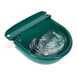 BREUAILY Automatic Drinking Trough with Float Valve, Horse Drinkers Made of Stainless Steel with Float and Drain Hole, Livestock Drinker Bowl, Drinking Bowl for Dogs, Horses, Cows, Goats, Sheep (Dark Green, Small)