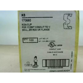 CADDY Nvent Caddy K8 Kon Clip for 1/2 EMT Conduit to 1/4" and Smaller (100PCS) - Ne...