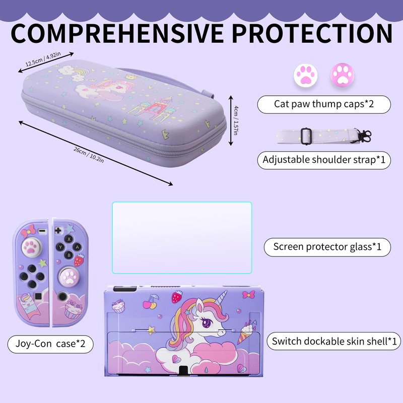 HYPERCASE Cute Carrying Case for Switch OLED, the Travel Case