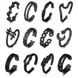 KOHOTA 12PCS 18K Gold Plated Adjustable Toe Rings for women Summer Beach Open Toe Rings Set Flower Arrow Tail Pinky Band Rings Barefoot Foot Jewelry