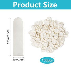 GVSS 100 x White Latex Finger Cots, Waterproof and Anti-Static Gel Finger Cots, Protection for Tattoo, Nail Art, DIY and Finger Injuries, for Professional or Home Use