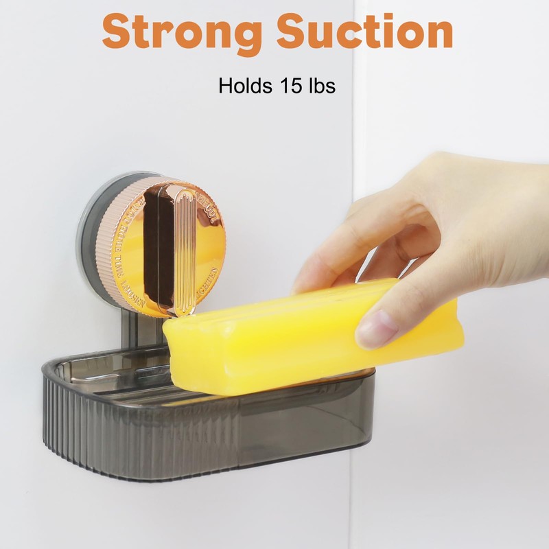 SUPERFA Suction Soap Dish for Shower, Vacuum Suction Soap Holder