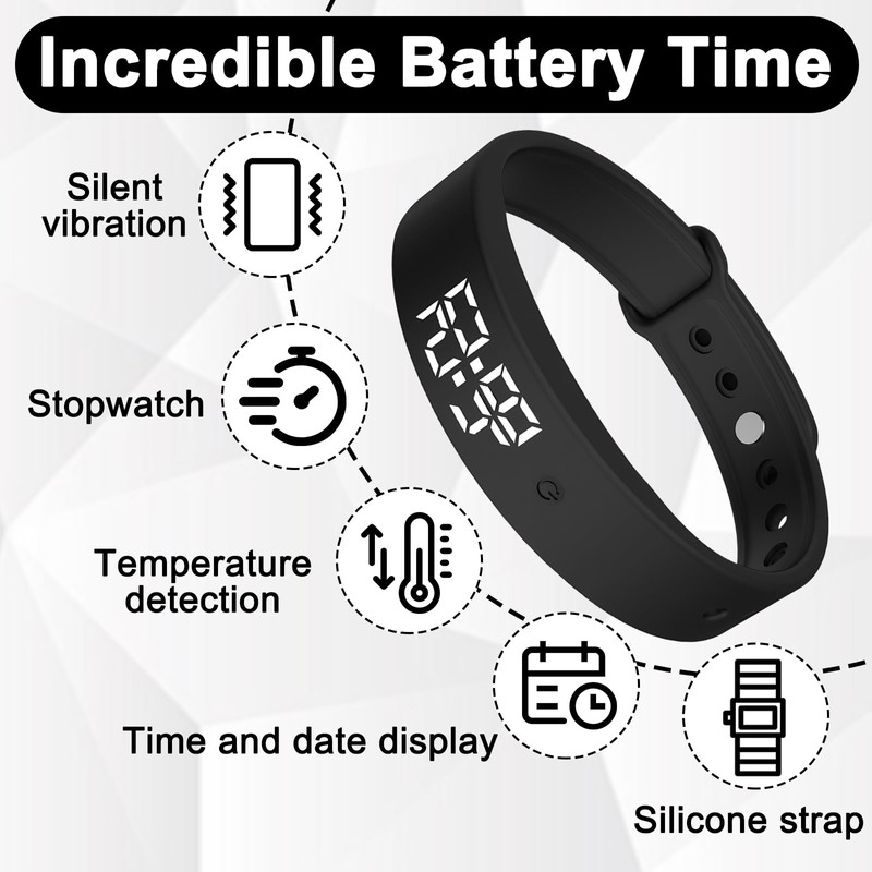 Bracelet Alarm Clock Black Vibration Alarm Clock Bracelet Alarm Clock