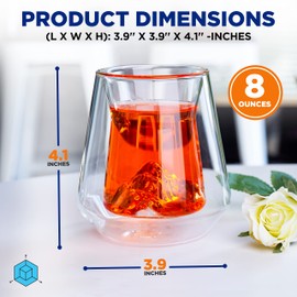 NutriChef Double-Wall Insulated Drinking Glasses - 8 oz Set of 2 Mugs, Insulated Tumblers for Hot or Cold Drinks, Coffee, Soda, Cocktails and More - Microwave and Dishwasher Safe, Sweat-Free Design