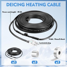 Relaxweex Heat Tape with Insulation Wrap, 49.2ft Winter Deicing Heating Cable for Water Pipe, Fiber Insulation Wrap Pipe (Metal and Plastic) Freeze Protect and Self Regulating Temperature, 120v 8w/ft