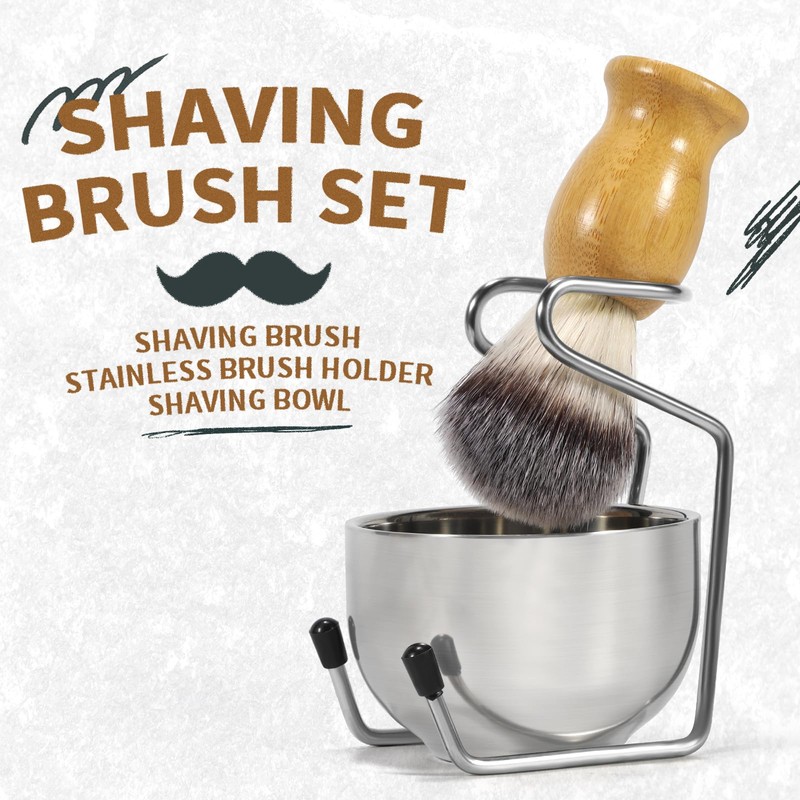 ÖkoStamm Shaving Brush and Bowl - Bamboo Shaving Brush for