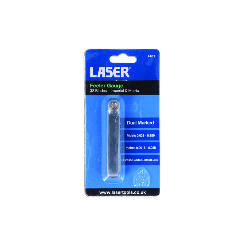Laser 2481 Feeler Gauge Af/mm 32 Blades + Brass