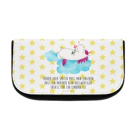 Mr. & Mrs. Panda Make-Up Bag, Toiletry Bag, Cosmetic Bag, Unicorn in Love on Cloud with Slogan - White