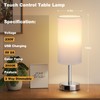 Aooshine Touch Lamps, Table Lamps with White Shade, Silver Base(Bulb