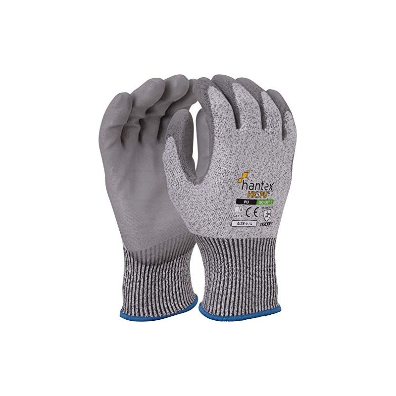 Hantex® HX5PU Cut Resistant Level 5 Work Gloves Grey PU