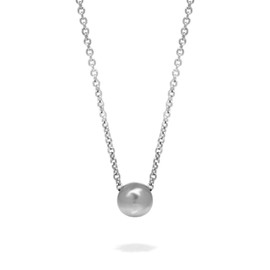 Loralyn Designs Stainless Steel Simple Silver Single Bead Slide Necklace, Minimalist Jewelry (18 Inch)
