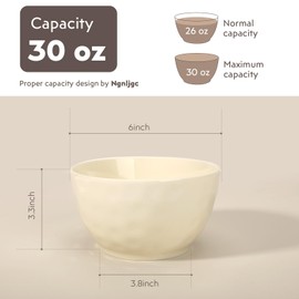 Ngnljgc Stone patterned 26 OZ Cream Ceramic Bowls Set of 4 - Perfect for Soup Bowl, Cereal Bowl, Oatmeal Bowl, Fruit Bowl, Salad Bowl, Rice Bowl - Dishwasher & Microwave Safe