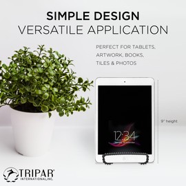 Tripar Decorative Twisted Wire Stand, Black Display (6 Inch Depth) Tabletop Easel Sleek & Modern Look - Perfect for Books, Plates, Photos & More