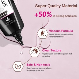 2Pcs 30g Semi Solid Nail Glue for Press On Nails Tips Super Strong Gel Nail Glue No UV Lamp Need Quick Drying Gel Long Lasting for Fake Acrylic Nails