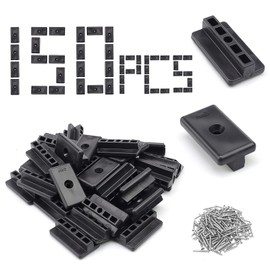 LNSYSNS Pack of 150 6 mm Plastic Patio Clips, Including Hidden Attachment T-Clip - Specially Designed for WPC/BPC Floors, with Cover Strips & Seal, Ideal for WPC Flooring Holders