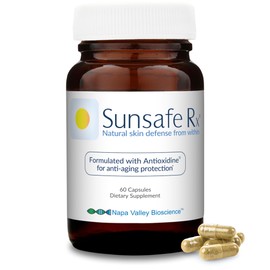 Sunsafe Rx Anti Aging Supplement: Natural Skin Protection Pills with Antioxidants for a Youthful Appearance & Eye Health + Vitamins, Minerals, & 250mg Polypodium Leucotomos (60 Capsules)