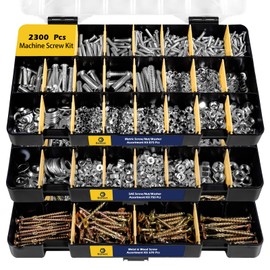 Bonost 2300 Pieces Hardware Assortment Kit - Metric & SAE Machine Screw Assortment Kit with Assorted Nuts, Bolts, and Washers (3 Trays)