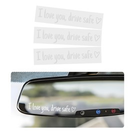Wevdn 3 PCS I Love You Drive Safe Sticker, Funny Waterproof Car Rearview Mirror Decal with Heart, Self Affirmations Sticker with Drive Safe Letters for Car Window Bumper Women Gift (White)