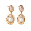 Chunky Gold Baroque Pearl Dangle Earrings for Women Vintage Pearl