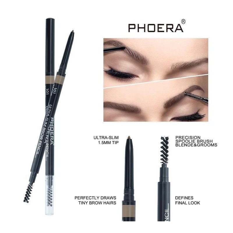 PHOERA Ultra Slim Eyebrow Liner Pencil With Brow Brush AQUAPURITY