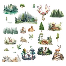 CRASPIRE 8 Sheets 8 Styles Deer Window Stickers Animals Forest Window Clings Wall Decor Decals for Classroom Bedroom Living Room Window Stairway Showcase Decorations