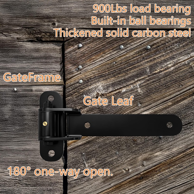 Heavy Duty Gate Hinges, 2 pcs 900LBS Capacity and 180-Degree