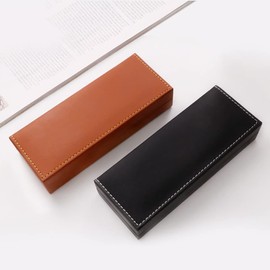 FSSTUD PU Leather Pen Gift Box Empty Pencil Storage Case Single Pen Collection Box Pen Display Container Business Office School Supplies for Men Women Black