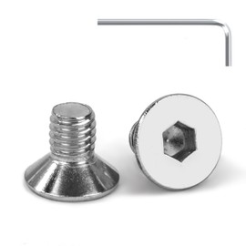 Tunejoy Countersunk Screws M6 x 10 mm Stainless Steel A2 V2A Countersunk Head Hexagon Socket DIN 7991 Full Thread with Allen Key Pack of 20