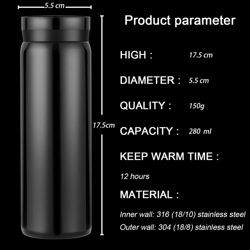 Small Thermos Flasks Stainless Steel - Cute Water Bottle, Vacuum