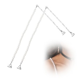 Pearl Bra Straps Transparent Removable Bra Suspenders with Removable Transparent Straps for Glitter Dress Glitter Dresses, Style 3