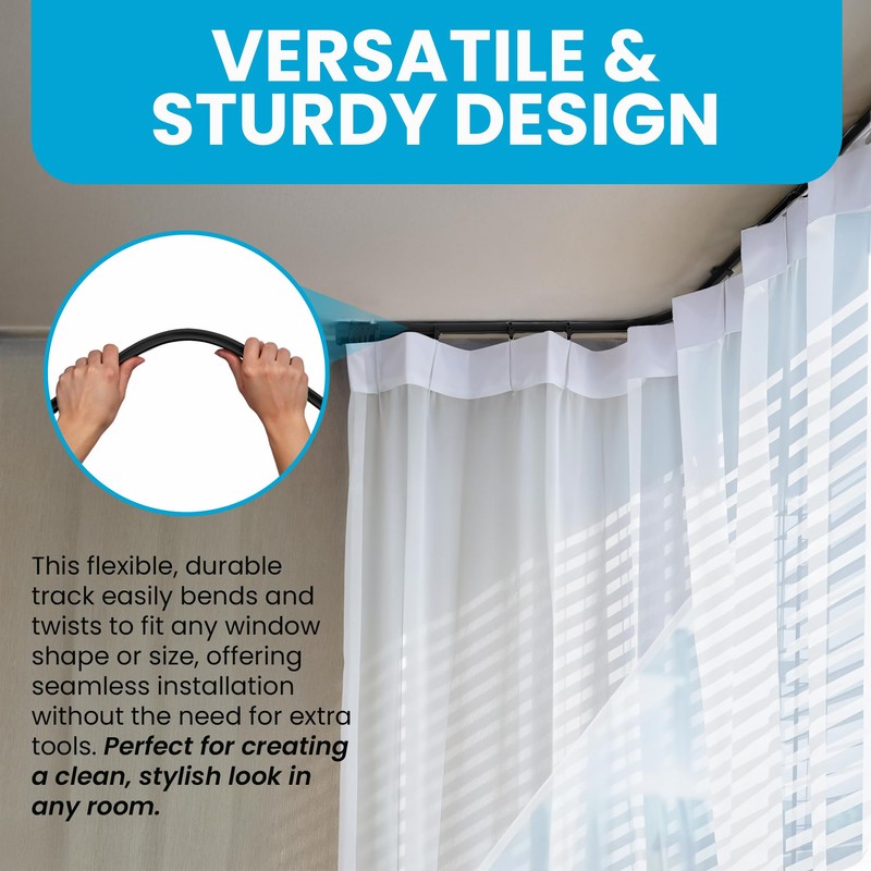 Ceiling Curtain Track – 5M Flexible Bendable Black Ceiling Mount