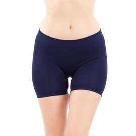 MOPAS Basic Solid Biker Short Spandex Yoga Leggings (12 inch, Navy)