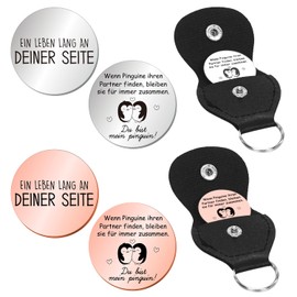 Sprinlot Keychain Penguin Lovers Gifts, Penguin Keyring for Couples, Silver & Rose Gold