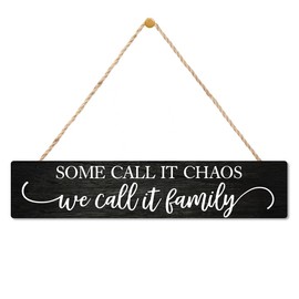 AGMDESIGN Some Call It Chaos We Call It Family Wood Sign, Rustic Home Wall Decor for Shelf Desk Door, Farmhouse Bedroom Kitchen Bathroom Living Room Hanging Wooden Plaque, New Home Gifts for Friends
