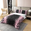 Pink Black Leopard Glitter Bedding Set Queen Size, Ombre Pink