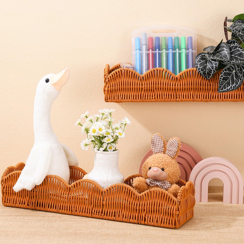 Czlotyh 4 Set Scalloped Wall Basket Shelf Nursery Classroom Book