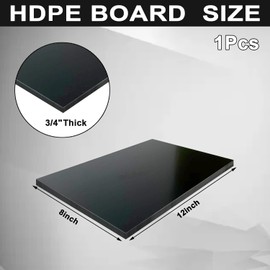 High-Density Polyethylene (HDPE) Plastic Sheet 3/4" Thick 8" X 12"- Black HDPE Sheet,for Machining, Home Improvements, DIY Projects, Engineering,High-Density Polyethylene Plastic Block (Pack of 1)