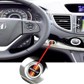 TOOLEPIC Push Start Button Cover for Honda CRV Civic Accord Spirior Odyssey Fit XR-V Cool Car Interior Accessory with Send IT Retro Design Engine Start Stop Ignition Switch Kit Custom Fit Red
