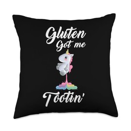Gluten Tootin Funny Gluten Free Joke design Diet Gassy Fart Throw Pillow