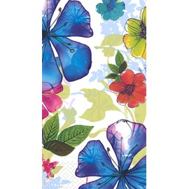 IHR Ideal Home Range Dinner Napkins Disposable 3-Ply Paper Hand Towels, 8.5" x 4.5", Periwinkle Pastiche, 16-Count