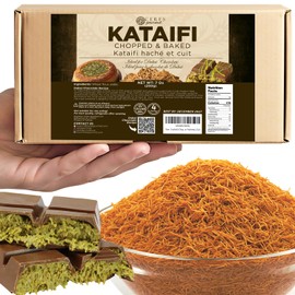 Cooked & Chopped Kataifi for Dubai Chocolate, Ready-to-Use Shredded Topping for Desserts, Crushed Kataifi, Vacuum-Sealed Kadayif Pastry for Freshness, (7oz)