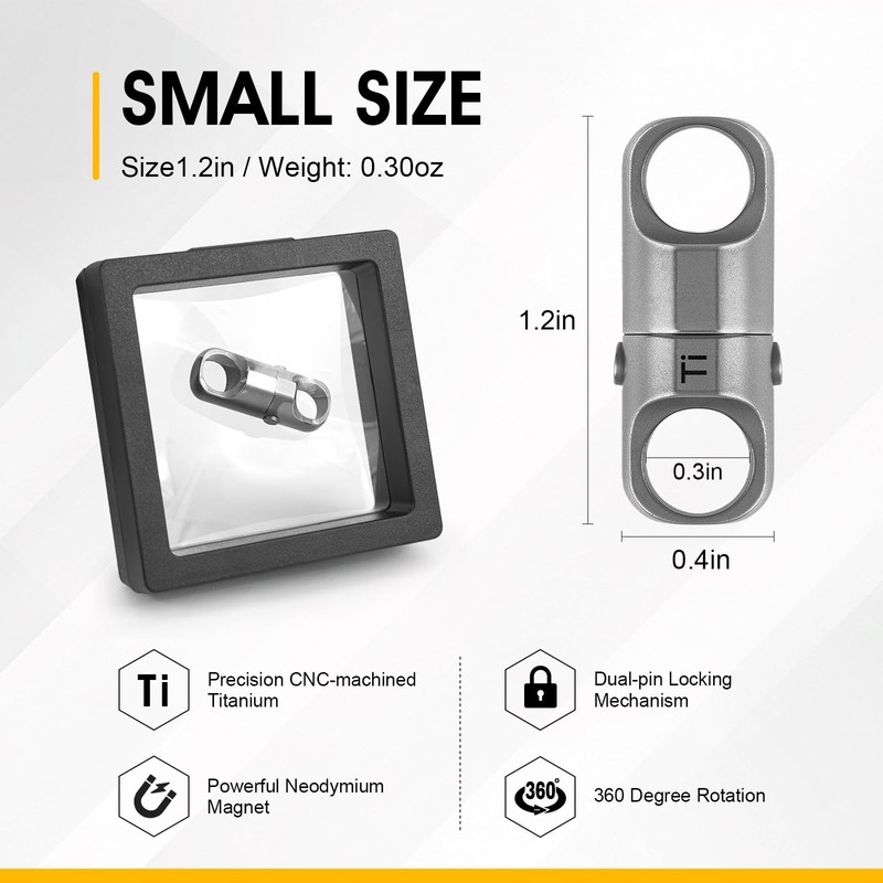 Strong Titanium Magnetic Keychain with 360° Rotation, Small Detachable Key
